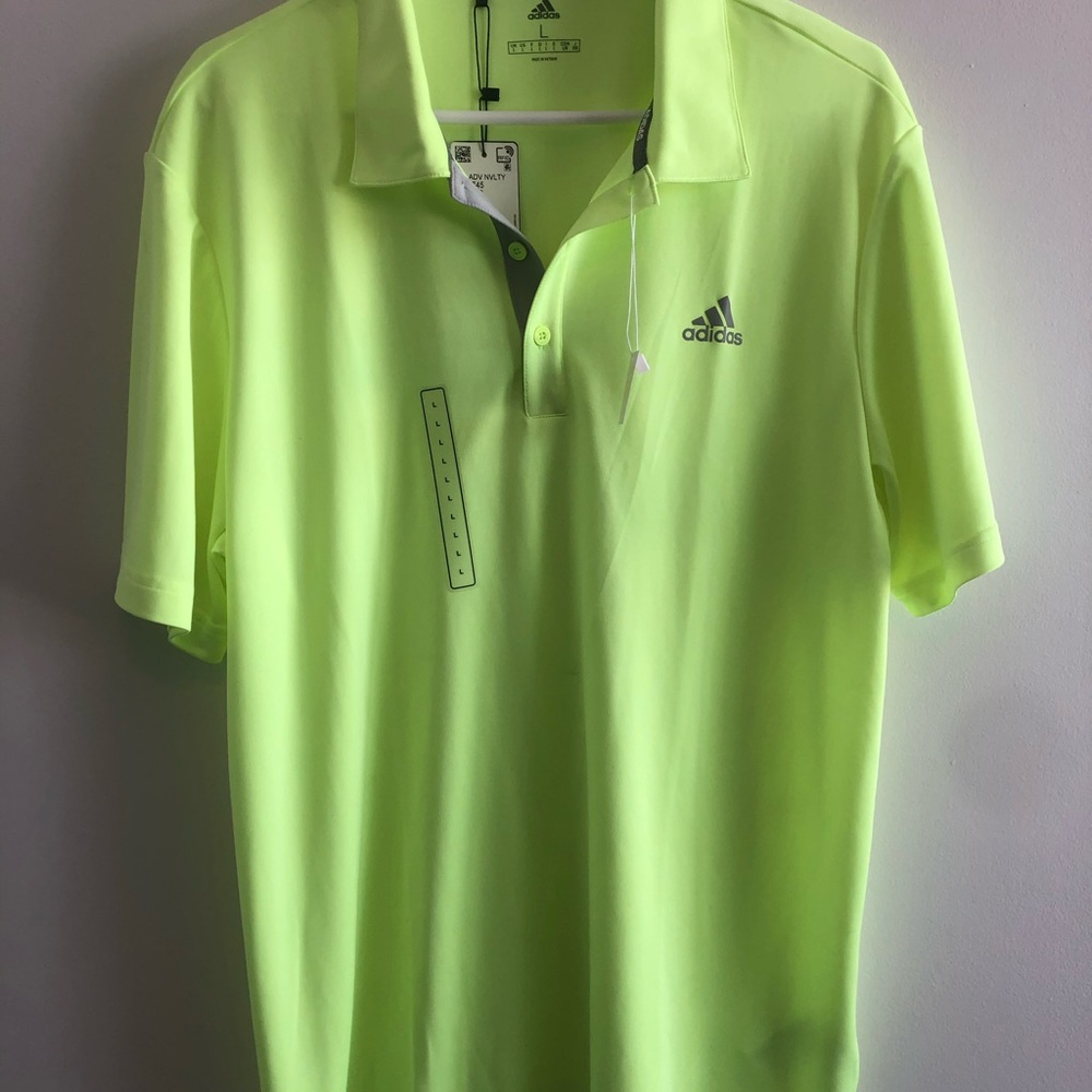 NEW Adidas golf polo-Lime Neon Green-Large - Picture 3 of 3